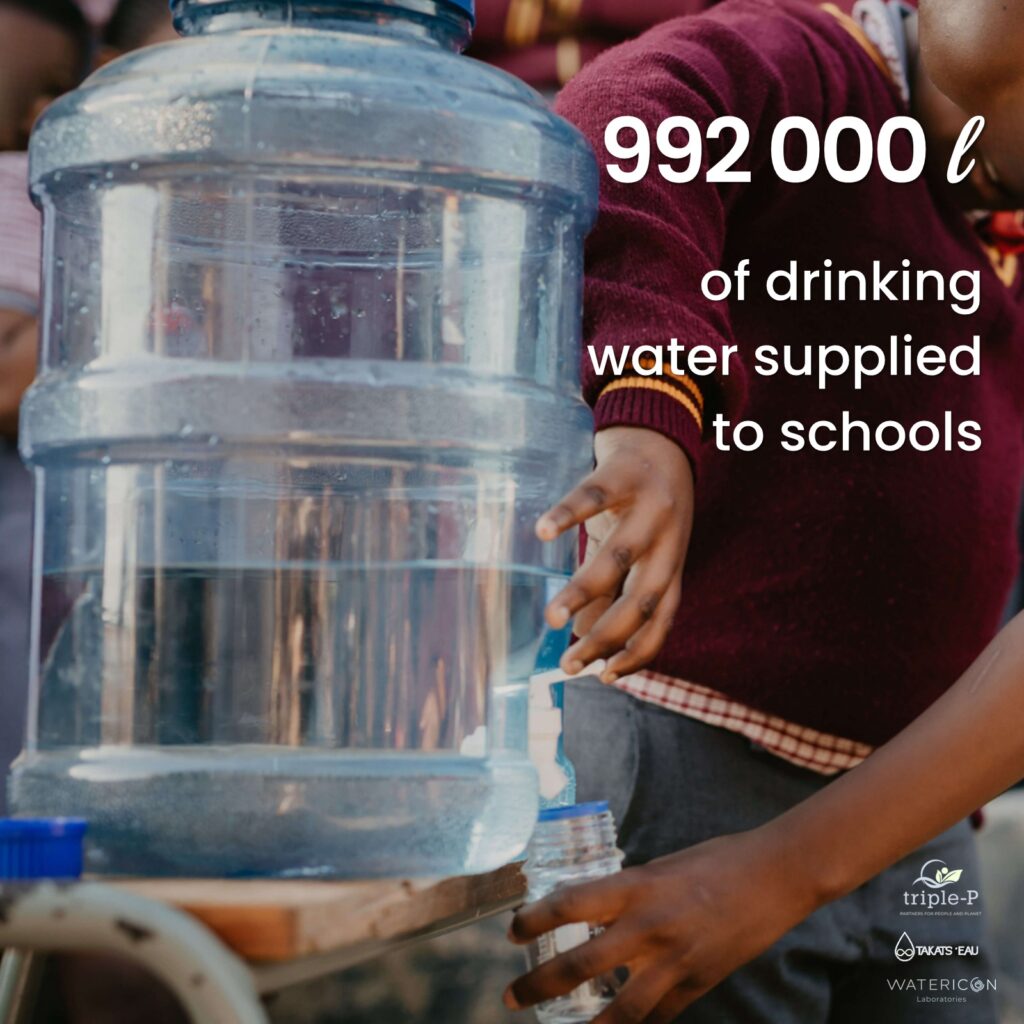 992 000l of drinking water supplied to schools